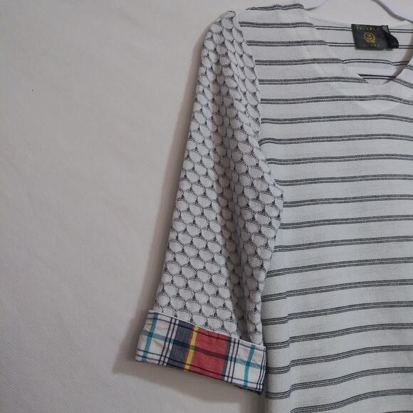 Vecceli Italy Knit Pull Over Mixed Print Top Artsy Size M - Picture 5 of 9